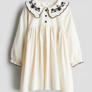 H&M Cream Dress with Black Embroidery